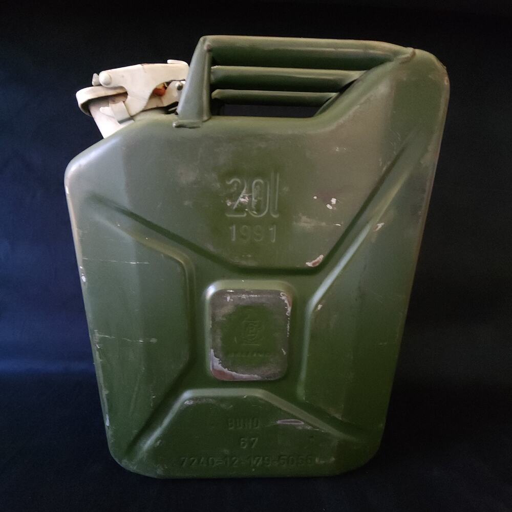Vintage 1991 Bund 20L 5 Gallon Military Green Jerry Liquid Can Tank by Bellino